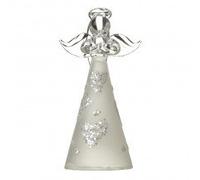 Heaven Sends Christmas glass angel tree decoration with sparkly hearts detail
