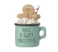 Heaven Sends Christmas Have A Sweet Christmas Gingerbread Hot Chocolate Decoration - Poly Clay Resin Ornament, 6.5 X 9 Cm
