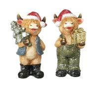 Heaven Sends Christmas Highland Cow Figurines, Set of 2, 12 cm