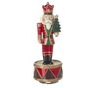 Heaven Sends Christmas Musical Nutcracker Figurine with Spinning Base and Tree, 21 cm, Red and Green