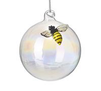 Heaven Sends Christmas Pearlised Glass Bee Bauble, Small 7 X 9.5 Cm