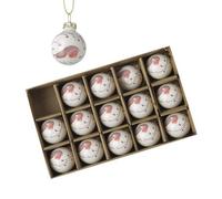 Heaven Sends Christmas Set Of 15 Small Robin Christmas Tree Baubles, 3 Cm, Gloss White, Gold-Effect Hangers