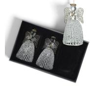 Heaven Sends Christmas Set Of 3 Large Glass Angel Hanging Decorations, Gold, 8.5 X 4.5 X 4.5 Cm Each