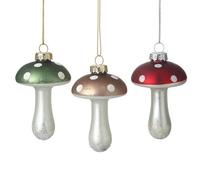 Heaven Sends Christmas - Set Of Three Glossy Toadstool Decorations, 9 X 5.5 Cm