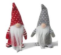 Heaven Sends Christmas Set Of Two Miniature Gonk Decorations, 15 X 8 Cm - Red And Grey Pair