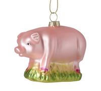 Heaven Sends Christmas Silver Glass Pig Hanging Ornament 9 X 7.5 Cm - Novelty Tree Decoration