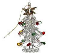 Heaven Sends Christmas Small Glass Christmas Tree Ornament With Colourful Baubles And Gold Hanging Twine, 6.2 X 3.5 Cm