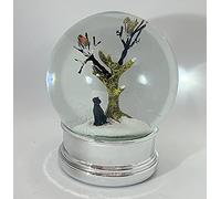 Heaven Sends Christmas Snow Globe Black Dog under Tree with Birds