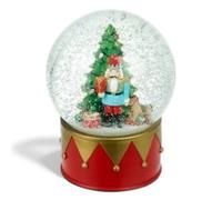 Heaven Sends Christmas Winter Nutcracker Scene Snow Globe With Glowing Windows, Patterned Red Base, 13 X 9 X 9 Cm