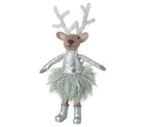 Heaven Sends Christmas Woollen Reindeer in Silver Dress Decorative Ornament
