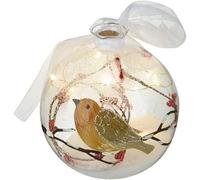 Heaven Sends Clear Glass Led Robin Christmas Bauble 8Cm