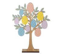 Heaven Sends Colourful Wooden Easter Tree Decoration - Medium Printed Wood Easter Ornament 29.5 X 22.5 Cm
