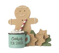 Heaven Sends Cookies For Santa Gingerbread Decoration With Hot Chocolate Mug, Poly Clay Resin, 10.7 X 10.5 Cm