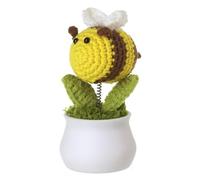 Heaven Sends Crochet Bee Pot Decoration - Spring Bee Ornament in White Plant Pot - Cute Knitted Bee Home Décor for Shelves, Desks and Windowsills