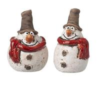 Heaven Sends Decorative Ceramic Snowman Figurines, Set of 2, 6.9 cm Height
