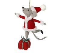 Heaven Sends Decorative Felt Mouse Christmas Ornament, Santa Outfit, 12.5 x 9 x 15 cm