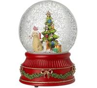 Heaven Sends Dogs Around Christmas Tree Musical Snow Globe