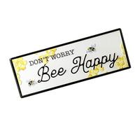 Heaven Sends Don’t Worry Bee Happy Metal Sign - Decorative Indoor Outdoor Wall Plaque with Honeycomb & Bee Design - Fun Positivity Sign for Home or Garden Décor, 40cm x 14.6cm