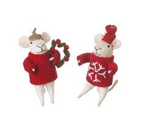 Heaven Sends Duo Of Standing Felt Mice Christmas Home Decorations