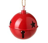 Heaven Sends Extra-Large Red Bell Bauble 22 cm - Metal-Look Hanging Christmas Decoration with Star Cut-Outs & Twine - Statement Tree Ornament, Door or Mantel Décor