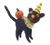 Heaven Sends Felt Halloween Cat with Pumpkin and Tutu Decoration - Black - 12cm x 10cm x 3.5cm - Halloween Decoration Witch Themed Décor - Perfect for Home, Kitchen, Living Room, Tabletop