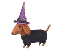 Heaven Sends Felt Halloween Sausage Dog with Witch Hat Decoration - Brown - 14cm x 12cm x 5cm - Halloween Decoration Witch Themed Décor - Perfect for Home, Kitchen, Living Room, Tabletop
