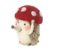 Heaven Sends Felt Hedgehog Figurine with Toadstool Hat, Red Mushroom Christmas Decoration, Cute Animal Ornament, Festive Home Décor