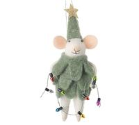 Heaven Sends Felt Mouse in Tree Outfit with Fairy Lights - 17cm Christmas Tree Ornament - Christmas