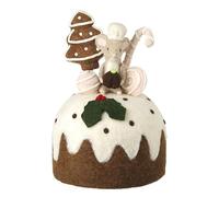 Heaven Sends Felt Mouse On Christmas Pudding with Christmas Tree 21x21x30 Centimetre Decoration