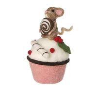 Heaven Sends Felt Mouse On Cupcake 9x9x16cm Centimetre Decoration
