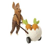 Heaven Sends Felt Rabbit with Egg Wheelbarrow - Handcrafted Easter Decoration - Adorable Spring Bunny with Felt Carrots & Rustic Charm