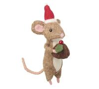 Heaven Sends Festive Felt Mouse Christmas Decoration With Christmas Pudding and Hat - 17cm - Novelty Christmas Mouse - Christmas Decoration For Home - Festive Christmas Decor - Gift Idea for Christmas