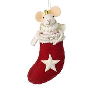 Heaven Sends Festive Mouse in Red Stocking Christmas Ornament, 20x10x35 cm, White Star Design