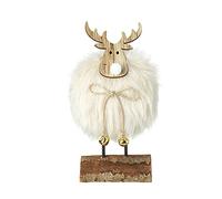 Heaven Sends Fun Reindeer Decoration, Large White Fluffy Reindeer Standing Christmas Figure 23cm