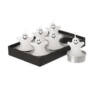 Heaven Sends Ghost Tealight Candles, Set of 6, White with Smiling Faces
