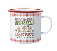 Heaven Sends Gingerbread Bakery Cup - Large Enamel Mug with North Pole Gingerbread Design - Festive Christmas Hot Chocolate, Tea & Coffee Cup 650ml