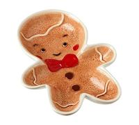 Heaven Sends Gingerbread Man Christmas Plate - Festive Ceramic Serving Dish with Red Bow - Christmas Tableware for Biscuits, Cakes, Snacks & Treats