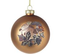 Heaven Sends Glass Bauble, 8Cm, Brown With Gold Glitter Mouse Mushroom Design