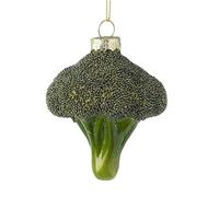 Heaven Sends Glass Broccoli Hanging Bauble - Novelty Green Vegetable Christmas Tree Decoration - Quirky Festive Ornament with Glitter Detail