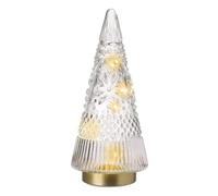 Heaven Sends Glass Christmas Tree Night Light Small Warm White LED Decorative Christmas Ornament Table Top Shelf Mantlepiece Fake Artificial Christmas Decor