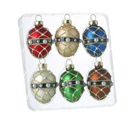 Heaven Sends Glass Glass Egg Bauble Set Multi Coloured Set of 6 Assorted Colours
