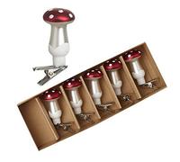Heaven Sends Glass Toadstool Red and White Spotty Christmas Clips -Set of 6