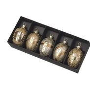 Heaven Sends Gold and Silver Glass Hanging Egg Shaped Bauble Set of 5 Decorations