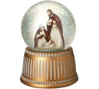 Heaven Sends Gold Holy Scene Snow Globe with Music - Nativity Scene Christmas Decoration with Glitter Water Dome and Traditional Tune