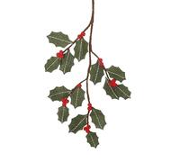 Heaven Sends Green Felt Holly Leaves & Red Berries Branch 68cm - Artificial Christmas Decoration for Doorways, Walls, Garlands & Festive Xmas Displays