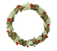 Heaven Sends Green Felt Leaves Wreath with Red Berries 30cm - Artificial Christmas Wreath for Front Door, Fireplace & Festive Home Décor