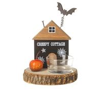 Heaven Sends Halloween Creepy Cottage Tea Light Holder - Felt Haunted Decoration 9 X 9 X 16 Cm