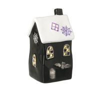 Heaven Sends Halloween Decorative Light-Up House, Black and White, 12cm, Spider Web Design