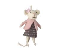 Heaven Sends Hanging Felt Lady Mouse Decoration With Pearl Detail, 12 X 7 X 4 Cm