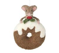 Heaven Sends Hanging Felt Mouse With Donut Ring 9x8x12 Centimetre Decoration